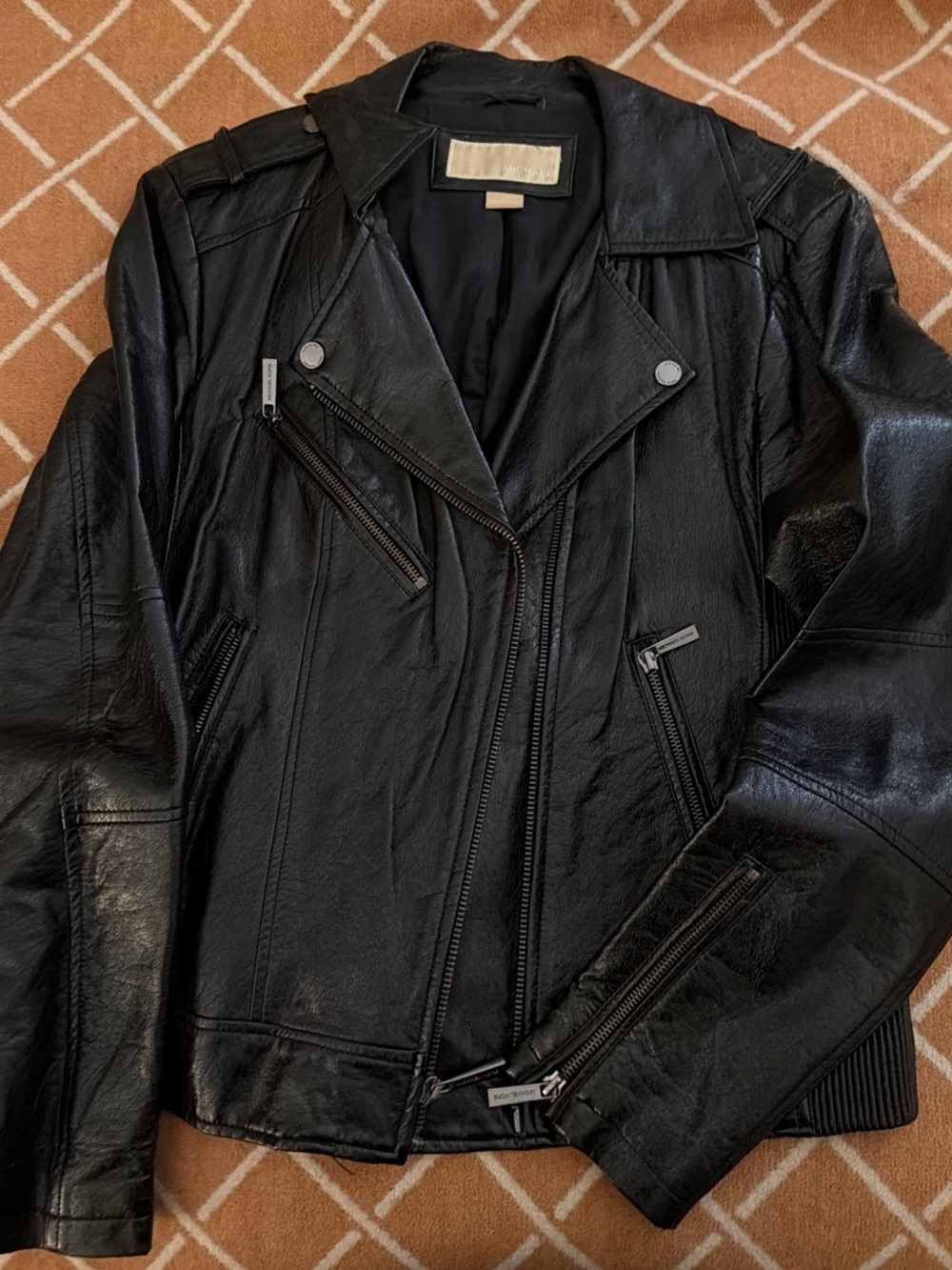MICHAEL Michael Kors Black Leather Moto Jacket
